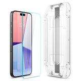 Folie de protectie Ecran Spigen EZ FIT pentru Apple iPhone 15 Pro, Sticla Securizata, Full Glue, Set 2 bucati