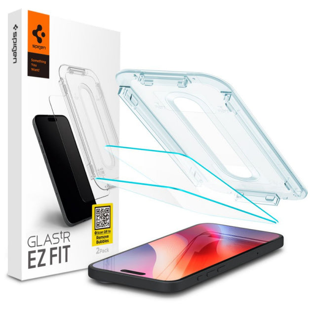 Folie de protectie Ecran Spigen EZ FIT pentru Apple iPhone 16 Pro Max, Sticla Securizata, Full Glue, Set 2 bucati AGL07907