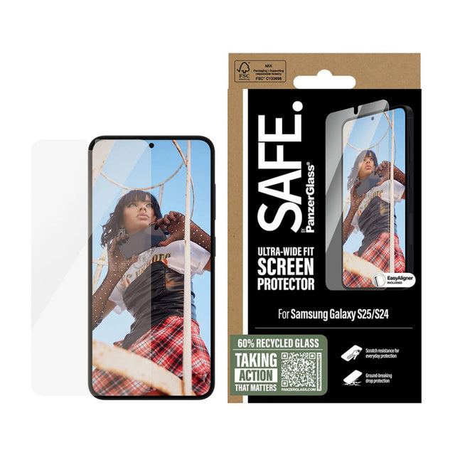 Folie de protectie Ecran PanzerGlass Safe. Ultra-Wide Fit EasyAligner pentru Samsung Galaxy S25 S931 / S24 S921, Sticla Securiz