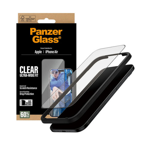Folie de protectie Ecran PanzerGlass Ultra-Wide Fit EasyAligner pentru Apple iPhone 17 Air, Sticla Securizata, Full Glu