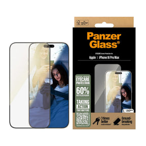 Folie de protectie Ecran PanzerGlass Ultra-Wide Fit EyeCare pentru Apple iPhone 16 Pro Max, Sticla Securizata, Full Glu