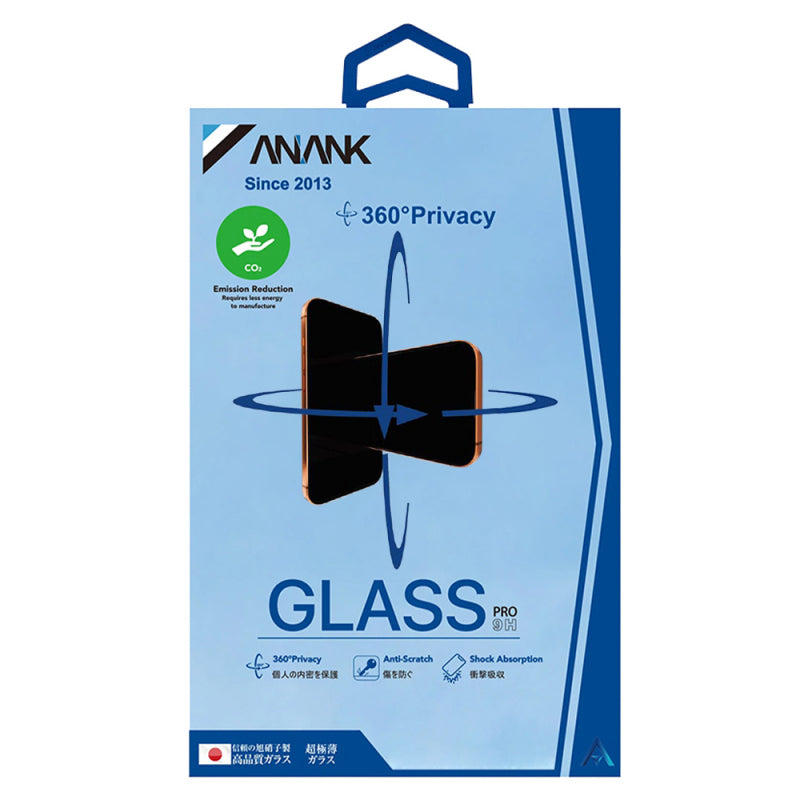 Privacy Anank 1X megerősített 360 fokos képernyővédő fólia Apple iPhone 16 Pro Max készülékhez, edzett üveg, teljes ragasztó, 2.5D