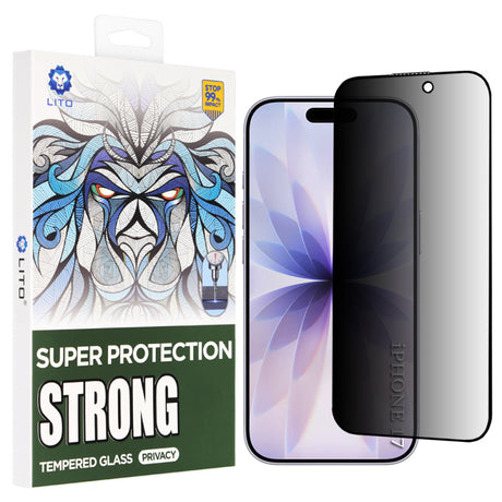Folie de protectie Ecran Privacy Lito D+ Max Strong pentru Apple iPhone 17 / 16 Pro, Sticla Securizata, Full Glue