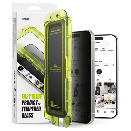Folie de protectie Ecran Privacy Ringke Easy Slide pentru Apple iPhone 17, Sticla Securizata, Full Glue, Set 2 bucati