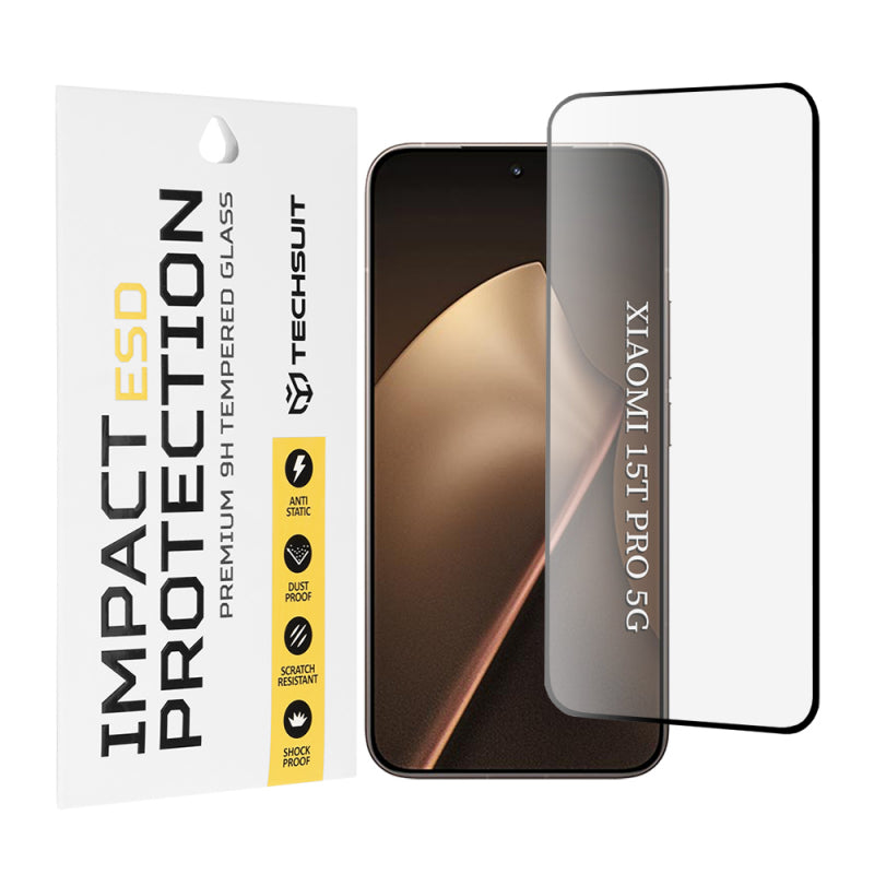 Folie de protectie Ecran Techsuit pentru Xiaomi 15T Pro, Sticla Securizata, Full Glu - Neagra - NotebookGsm