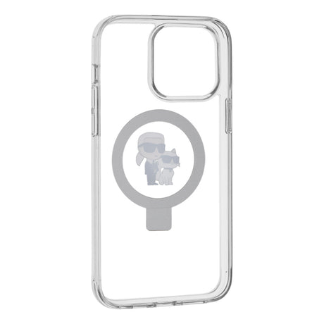 Husa MagSafe pentru Apple iPhone 14 Pro, Karl Lagerfeld, Ring Stand Karl &amp; Choupette - Alba - NotebookGsm