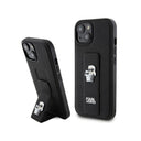 Husa MagSafe pentru Apple iPhone 15 Plus / 14 Plus, Karl Lagerfeld, Saffiano Gripstand Karl &amp; Choupett - Neagra - NotebookGsm