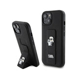 Husa MagSafe pentru Apple iPhone 15 Plus / 14 Plus, Karl Lagerfeld, Saffiano Gripstand Karl &amp; Choupett - Neagra - NotebookGsm