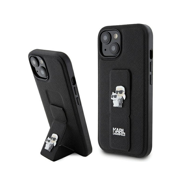 Husa MagSafe pentru Apple iPhone 15 Plus / 14 Plus, Karl Lagerfeld, Saffiano Gripstand Karl &amp; Choupett