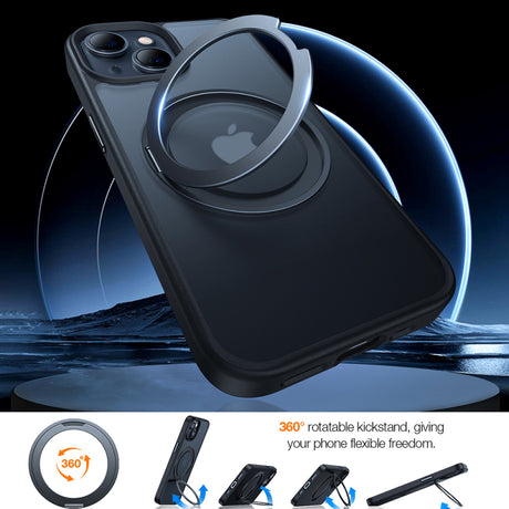 Husa MagSafe pentru Apple iPhone 15 Plus, Torras, Ostand Pro - Neagra - NotebookGsm
