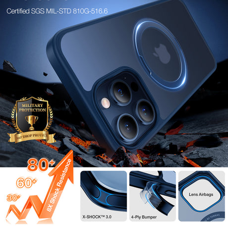 Husa MagSafe pentru Apple iPhone 15 Pro, Torras, Ostand Pro - Bleumarin - NotebookGsm