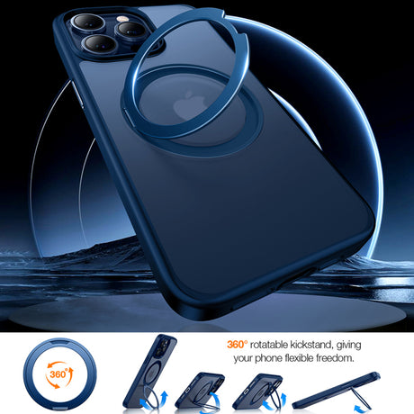 Husa MagSafe pentru Apple iPhone 15 Pro, Torras, Ostand Pro - Bleumarin - NotebookGsm