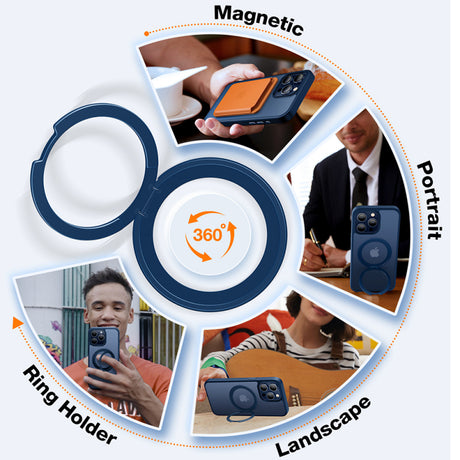 Husa MagSafe pentru Apple iPhone 15 Pro, Torras, Ostand Pro - Bleumarin - NotebookGsm