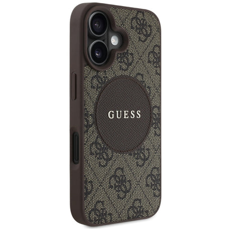 Husa MagSafe pentru Apple iPhone 16, Guess, 4G Circle Classic Log - Maro - NotebookGsm
