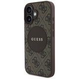 Husa MagSafe pentru Apple iPhone 16, Guess, 4G Circle Classic Log