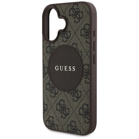 Husa MagSafe pentru Apple iPhone 16, Guess, 4G Circle Classic Log - Maro - NotebookGsm