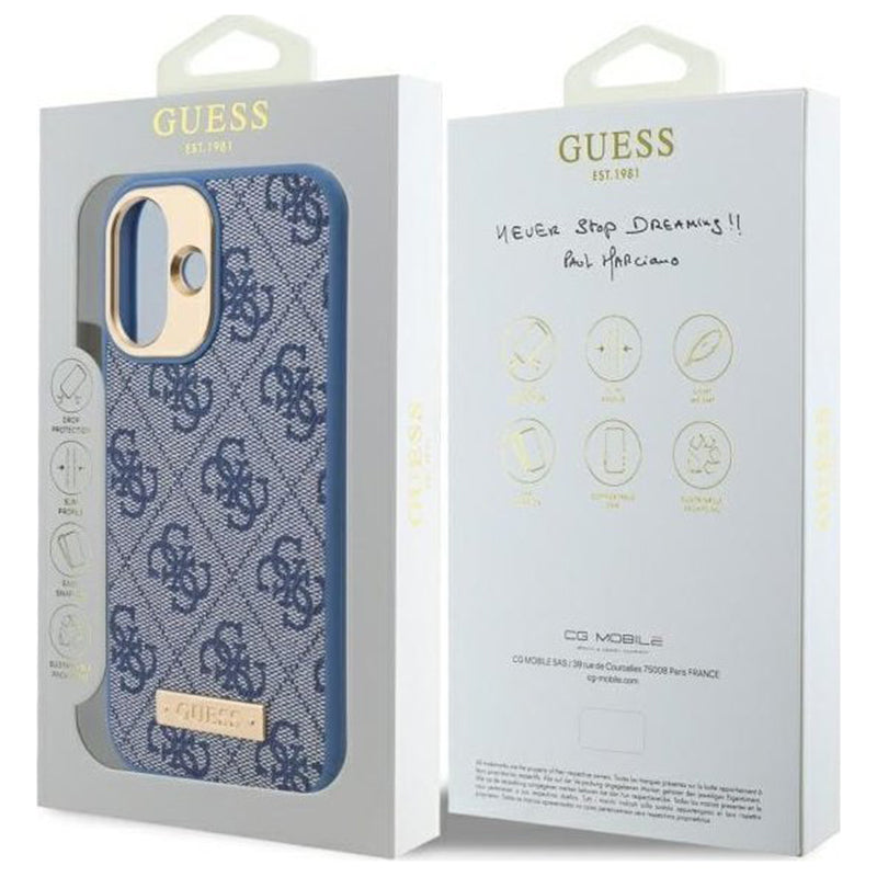 Husa MagSafe pentru Apple iPhone 16, Guess, 4G Logo Plate