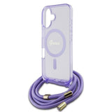 Husa MagSafe pentru Apple iPhone 16, Guess, IML Crossbody Cord Script