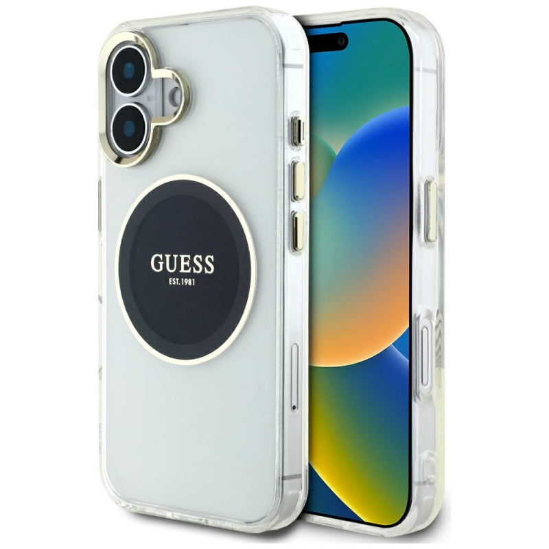 Husa MagSafe pentru Apple iPhone 16, Guess, IML Metal Colored Circl