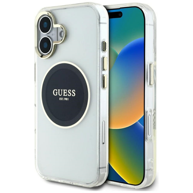 Husa MagSafe pentru Apple iPhone 16, Guess, IML Metal Colored Circl
