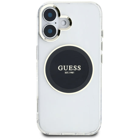 Husa MagSafe pentru Apple iPhone 16, Guess, IML Metal Colored Circl - Neagra - NotebookGsm