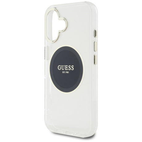 Husa MagSafe pentru Apple iPhone 16, Guess, IML Metal Colored Circl - Neagra - NotebookGsm