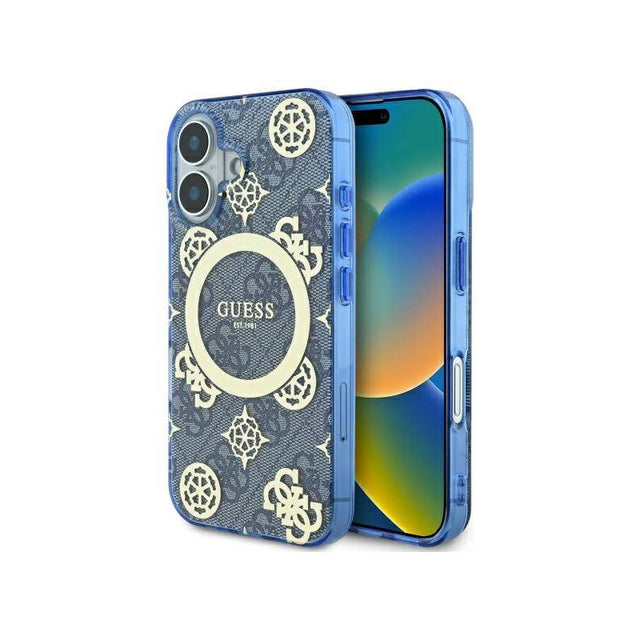 Husa MagSafe pentru Apple iPhone 16, Guess, IML Peony On 4G Background