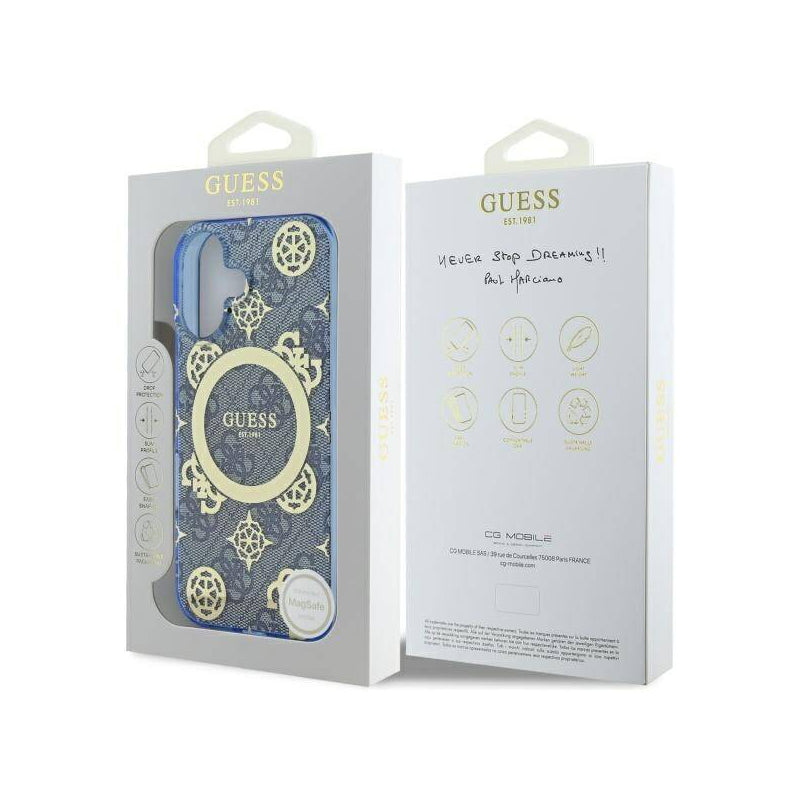 Husa MagSafe pentru Apple iPhone 16, Guess, IML Peony On 4G Background