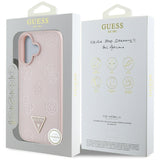 Husa MagSafe pentru Apple iPhone 16, Guess, Peony Grained Hot Stamp Triangle
