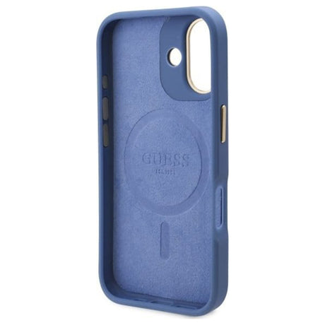 Husa MagSafe pentru Apple iPhone 16 Plus, Guess, 4G Logo Plate - Albastra - NotebookGsm