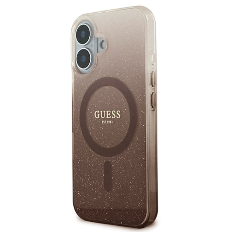 Husa MagSafe pentru Apple iPhone 16 Plus, Guess, IML Glitter Gradient - Maro - NotebookGsm
