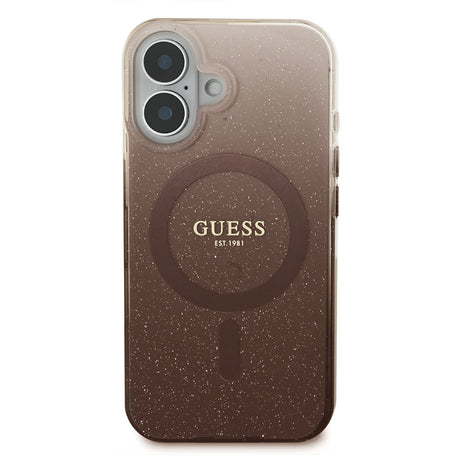Husa MagSafe pentru Apple iPhone 16 Plus, Guess, IML Glitter Gradient - Maro - NotebookGsm
