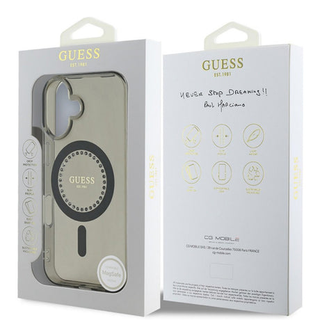 Husa MagSafe pentru Apple iPhone 16 Plus, Guess, IML Rhineston - Neagra - NotebookGsm
