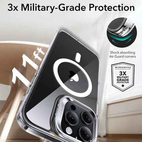 Husa MagSafe pentru Apple iPhone 16 Pro, ESR, Classic Hybrid Kickstand - Neagra Transparenta - NotebookGsm