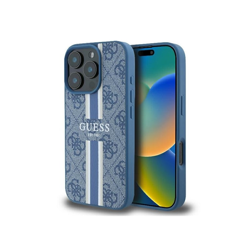Husa MagSafe pentru Apple iPhone 16 Pro, Guess, 4G Printed Stripe
