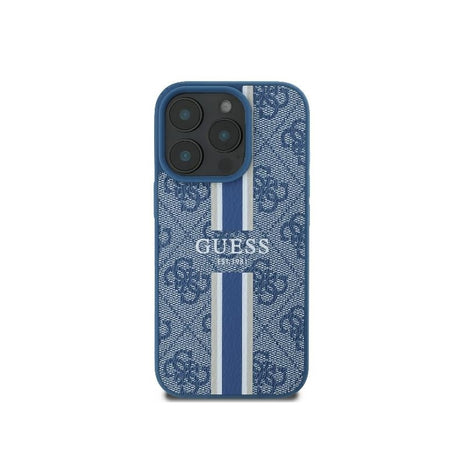 Husa MagSafe pentru Apple iPhone 16 Pro, Guess, 4G Printed Stripe - Albastra - NotebookGsm