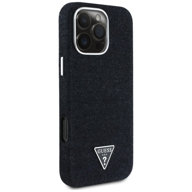 Husa MagSafe pentru Apple iPhone 16 Pro, Guess, Denim Triangle Logo