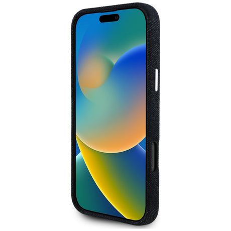 Husa MagSafe pentru Apple iPhone 16 Pro, Guess, Denim Triangle Logo - Neagra - NotebookGsm