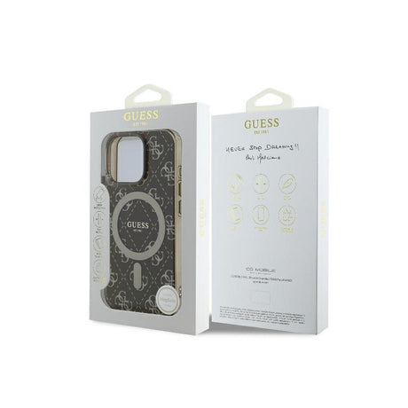 Husa MagSafe pentru Apple iPhone 16 Pro, Guess, IML 4G Background - Maro - NotebookGsm