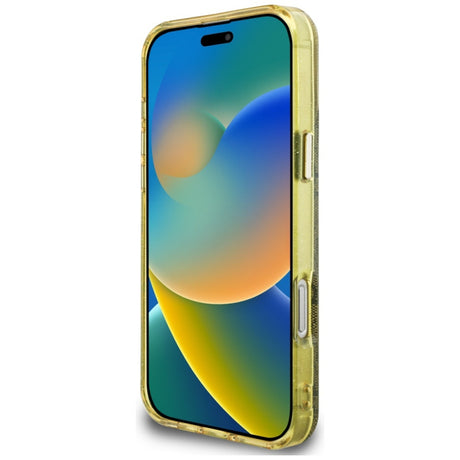 Husa MagSafe pentru Apple iPhone 16 Pro, Guess, IML Glitter 4G Circle Triangle - Maro - NotebookGsm