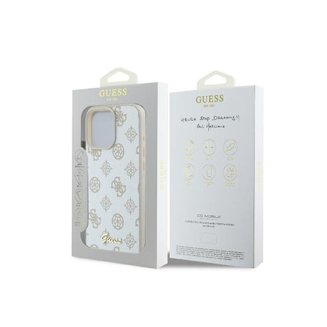 Husa MagSafe pentru Apple iPhone 16 Pro, Guess, Peony Script - Roz - NotebookGsm