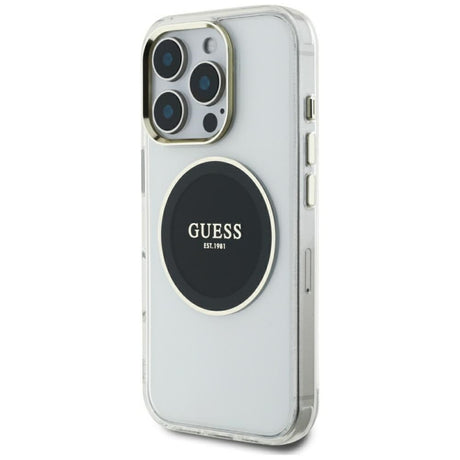 Husa MagSafe pentru Apple iPhone 16 Pro Max, Guess, IML Metal Colored Circl - Neagra - NotebookGsm