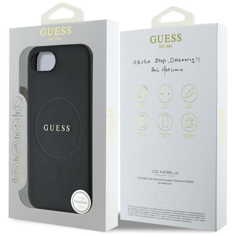 Husa MagSafe pentru Apple iPhone 16e, Guess, Grained Gold Rin