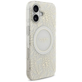 Husa MagSafe pentru Apple iPhone 17, Guess, IML Flowers with Pearl Strap