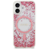 Husa MagSafe pentru Apple iPhone 17, Guess, Resin Bottom Glitter