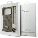 Husa MagSafe pentru Apple iPhone 17 Pro, Guess, 4G Triangle Logo with Pearl Strap