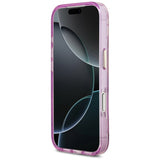 Husa MagSafe pentru Apple iPhone 17 Pro, Guess, IML Metal Glitter Flowers Triangle