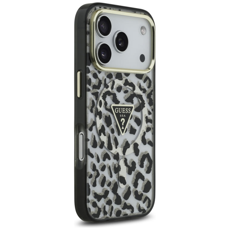 Husa MagSafe pentru Apple iPhone 17 Pro, Guess, Leopard Glitt