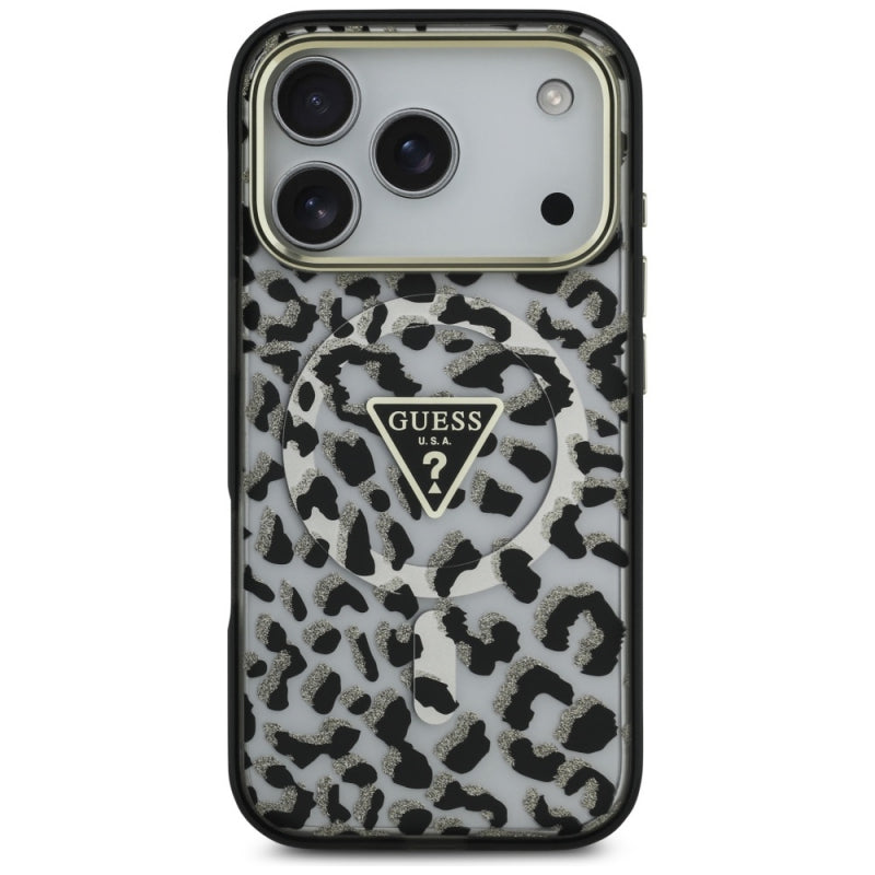 Husa MagSafe pentru Apple iPhone 17 Pro, Guess, Leopard Glitt