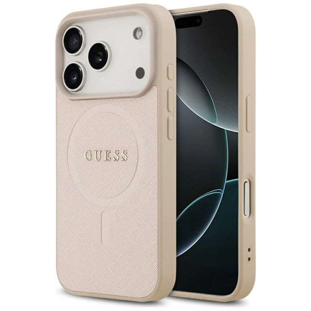 Husa MagSafe pentru Apple iPhone 17 Pro, Guess, Saffiano Classic Log